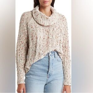 Moon & Madison Cream Confetti CableKnit Cowl Sweater Size M